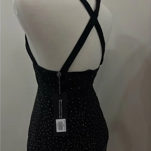 White Fox Boutique Black Dress with Rhinestone - Picture 4 of 8